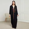 Vêtements ethniques Nouveaux boucles en cuir élégant Abaya Robe musulmane pleine longueur Dubaï Femelle Split Sold Islamic Robe Islam Robe Dropshiping D240419