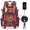 Väskor Jurassic Park Dinosaur Magma Children School ryggsäck USB stor kapacitet pojke tjej elever skolväska män bärbar dator