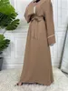 Vêtements ethniques noirs islamiques Abayas Summer Nida Robe décontractée Femme musulmane Modesty Robe Ramadan Kimono Dubai Robes longues pour femmes 2023 D240419