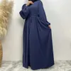 Vêtements ethniques Robe de prière en crêpe Nouveau élégant robe maxi moderne de haute qualité Eid Ramadan modeste Abaya Cuff élastique Islam Femmes Musulm Clothing D240419