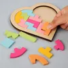 3D Buzzles Kids Wooden 3D Puzzle لعبة ملونة بانوراما Tangram Math Toys شكل قلب الطفل Montessori التعلم التعليمي 240419