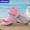 Sandalen Sommer Beach Wasser Kinder Sandalen Modes Schuhe Leicht nicht rutschfestes Bodenschattierung Leder Mädchen bequem 240419