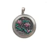 Chains Silver 925 Vintage National Style Round Pendant Enamel Colored Lotus Flower Heart Sutra Two-sided Necklace Classic Jewelry