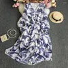 Casual Dresses Ladies High Waist Chiffon Bohemian Tie-dye Maxi Dress For Women Summer Fashion Female Party Long Wholesale 2