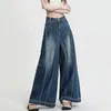 Spodnie kobiet duże retro dżinsy y2K Culottes Workwear Summer Dżins High talia Bloomers Palazzo Spodery