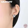 Stud Earrings 925 Sterling Silver Jewelry 6MM Pearl Earring Women Small Flower