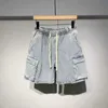 Mäns shorts herrar elastisk midja denim shorts sommar casual lös hiphop jeans korta byxor 240419 240419