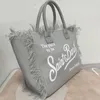 Bolsas de noite - Mulheres de luxo 2024 Moda Tassel Design Denim Letter Bolsa de grande capacidade Bolsa de compras ombro casual