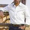 Męskie koszule męskie koszulka z długim rękawem vintage zachodni kowboj