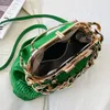 Hobo 2024 Donne di lusso Pink Green Pulnica Borse in oro Spessa catena Stendenger Borse in pelle PUA Clutch