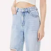 Damen Mode Mode Distressed High Tailled Wide Leg Hosen Casual Jeanshose Denim Hosen