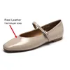 Casual Shoes JOZHAMTA Size 34-43 Women Ballet Flats Soft Real Leather 2024 Ins Silver Buckle Strap Low Heels Wedding Dress