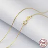 Hänghalsband solida 925 Sterling Silver 1mm Snake Chain Halsband för kvinnor Mensilver/Gold Fine Jewelry Chain Fit Pendant 40/45/50/55/60/70CM 240419