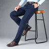 Men's Pants Spring Suit Black Smart Casual Navy Blue Grey Elastic Business Formal Straight Long Trousers