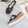 Women Stars Summer Slippers Platform Sandals Indoor Outdoor Real Leather Beach Shoes Female f ba