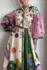 Robes décontractées Robe maxi française Français Floral Imprimé en vrac Coton plus taille A-Line Lantern Vestidos Mujer Classic Robes
