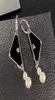 Boucles d'oreilles chics Chic Black Geometric Triangle White Pearl Enamel 925 Boucles d'oreilles en argent avec boîte cadeau pour dames d'anniversaire 1970348