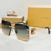 SS24 Women Frameless Square Sunglasses HW2057 New Women Designer Metal Sunglasses Top Quality UV400 Lens Legs Gold Metal Luxury Designer Glasses nice