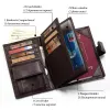 Wallets Cowskin Passport Holder Travel Wallet for Men Genuine Leather Male Passport Cover Pouch ID Credit Card Case Huge Capacity