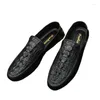 Casual schoenen krokodil patroon loafers mannen mode slip op comfortabele heren flats lederen wandel mocassins