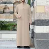 Vêtements ethniques Mentes musulmanes simples solides longues longues arabe Dubaï Bouton à manches islamiques traditionnelles confortable Abaya robe