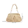 Sommerdesigner Beach Handtasche Hobo Kette Crossbody Bag Mode Frauen Strohbeutel Steinkette kleine Eimerbeutel 240415