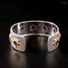 Bangle 925 Sterling Silver Bracelet For Women European Court Style Retro Jewelry