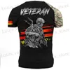 Herr t-shirts nya arméveteran 3D-tryck Mens T-shirts Tyskland Soldat Casual Round Neck Loose Short Slve Tops Camouflage Commando Clothing T240419