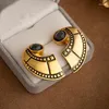 Brincos de garanhão vintage geométrico de alto grau de ouro metal para mulheres France Style Luxury Ear Jewelry Gifts 2024