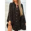 Vestidos informales Boho Dot estampado Camisa suelta Vestido Mujeres 2024 Fashion de primavera Poschwork V-Eck Flare Manga A-Line Beach Fiest