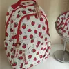 Sacs d'école Cartoon Cute Sac à dos de grande capacité Kawaii Sac à épaule de fraises Sweet Strawer Storage pour femmes