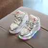 Childrens Led Sneakers Girls Cute Glowing Princess Shoes Toddler Luminous Nonslip Footwear Kids Soft Bottom Lighted 240416