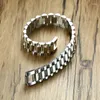 Länkarmband zorcvens 15mm bred guld silver färg rostfritt stål klockband armband för män vakande smycken