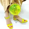 Dress Shoes Wonerful Yellow Women Match Bag With Beads Decoration African Pumps And Handbag Set MDJ2101 Heel 9CM