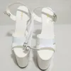 Scarpe da ballo tacchi super alti 20 cm tentazione sandali trasparenti d'argento da 8 pollici sexy ladies star di moda fatta a mano
