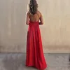 Casual Dresses Women Holiday Party Dress Vestidos Elegant sömmar Lace-up Slit Maxi Summer Sexig grimma rygglöst draperad länge