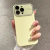 Cute Cream Yellow Liquid Silicone Glass Lens Case For iPhone 15 Plus 14 13 12 Pro Max Candy Color Camera Protective Bumper Cover