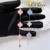 Luxury Top necklace for Women High version Vancefe Ten Flowers Clover Purple Jade Marrow Necklace Powder Crystal Double sided Lucky Collar Chain Bracelet Female