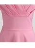 Roze zomerjurk dames v nek vintage gewaad elegante retro pin up feestkantoor midi jurken 240419
