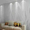 Fonds d'écran Fonds d'écran Home Improvement Highend Luxury 3D Wave Flock Wallpaper Rolls For Living Room Mur Couvre décor 7 couleurs en gros