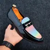 Casual Shoes Men Party Flats Black Golden Formal Patchwork Tassel Leather Casuals Shoe Handmade Wedding Loafers Moccasins Dress