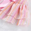 Hundklädklänning med knappar mjuk andningsbar valp prinsessa vertikal randig fjäril kjol för shih sommar teddy