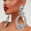 Andra moderundor Crystal överdrivna örhängen temperament för kvinnor ihåliga överdimensionerade strass hängande örhängen bröllop smycken 240419