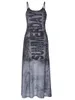 Casual Dresses Design Retro Tie-Dye Gradient High Waist A- Line Slip Dress