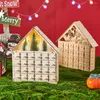 Dekoratif Figürinler Ahşap Noel Advent Takvim 24 Boş Depolama Çekmeceli Ev Şekiş Geri Sayım Ev Dekor