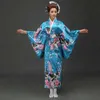 Ethnische Kleidungsee Blau Nationale Trends Frauen sexy Kimono Yukata mit Obi Neuheit Kleider