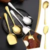 Spoons Golden/silver Stainless Steel Spoon Service Shovel Large Gadgets Soup Rice Tableware Kitchen Long Handle U4h1