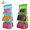 Storage Bags 6 Pocket Transparent Double-sided Six-layer Bag Hanging Non-woven Handbag Hangers For Dust Large Capacity