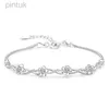 Chaîne Authentic S925 STERLING Silver Crystal Vintage Plum Blossom Flower Bracelet Brangle For Women Girl Lady Wedding Birthday Gift D240419