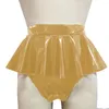 Women's Shorts Vintage Sissy Unisex Shiny PVC Leather With Ruffle Erotic Mini Skirt Gothic Underwear Adult Female Fantasy Panties